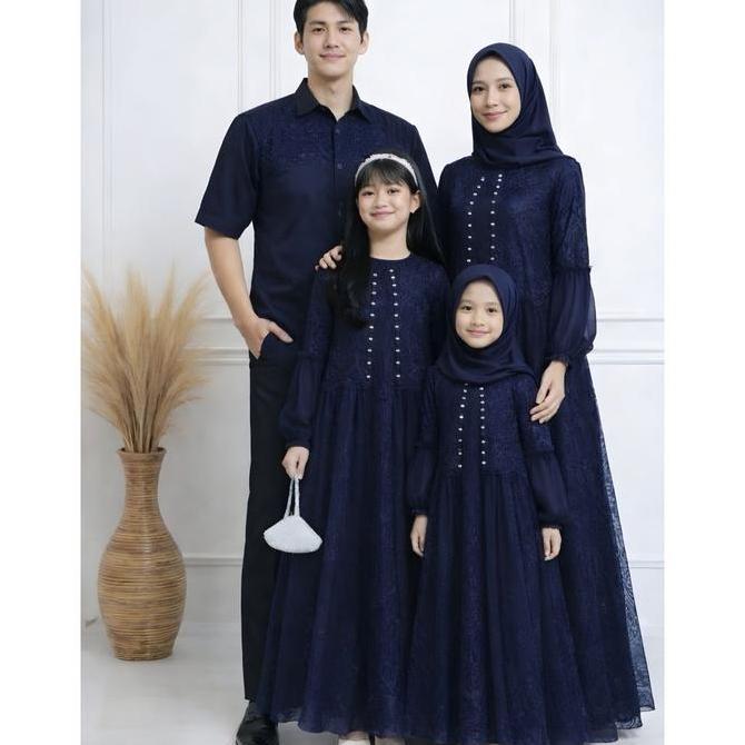 NEW Couple Gamis Lebaran Keluarga Rakisa Baju Pesta Brokat Mewah Muslim Sepasang Ayah Ibu dan Anak C