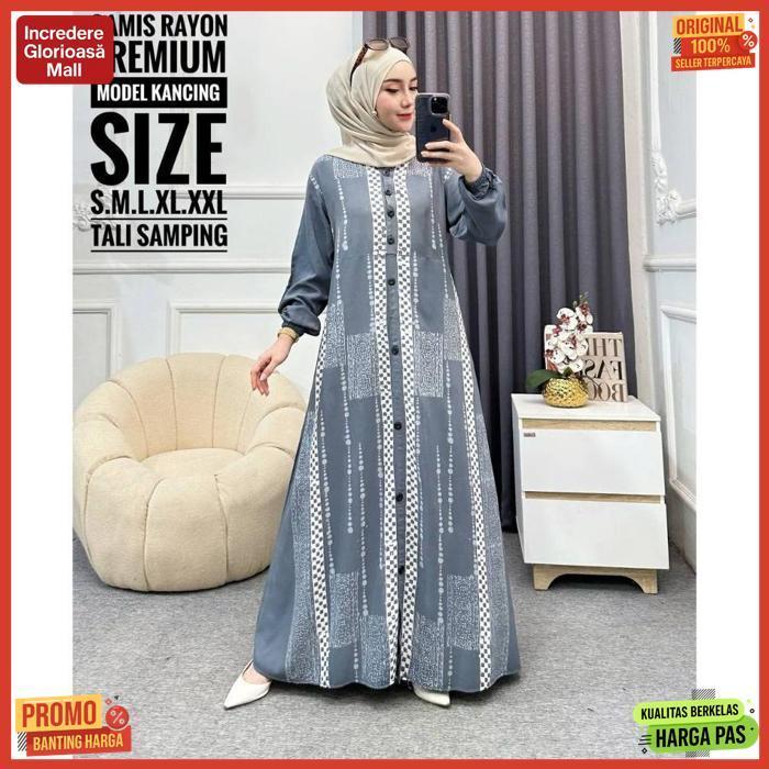 Exclusive Batik Usman - Gamis Twill Rayon Premium Model Kancing Terbaru Jumbo Syari Kekinian Batik C