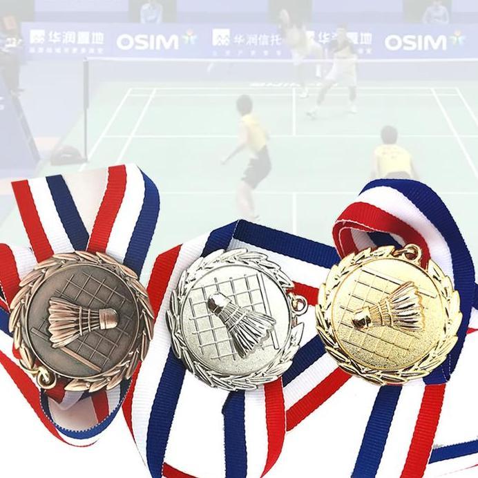 3pcs Medali Badminton Logam Set Medali Emas Perak Perunggu untuk Kejuaraan