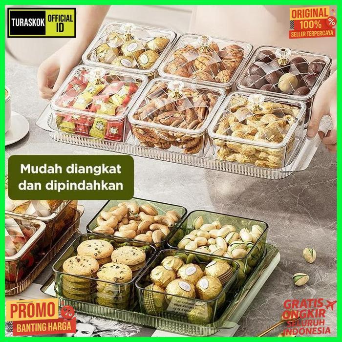 Promo Toples Lebaran Akrilik Desain Elegan / Toples Cantik 4 Sekat