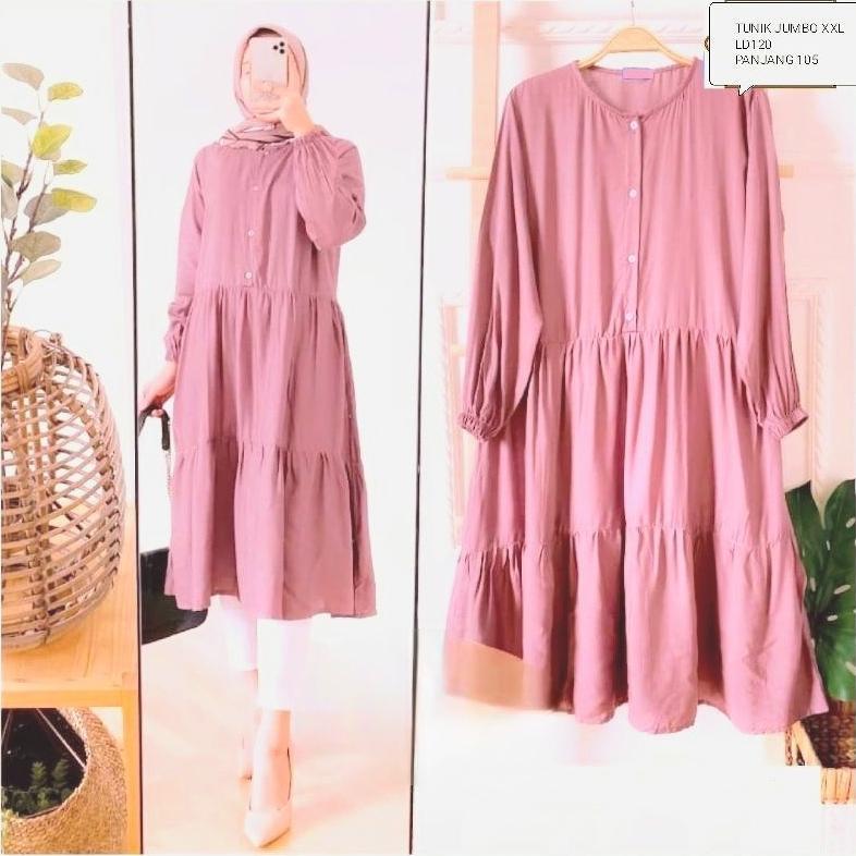 Wiza Tunik/Tunik Jumbo/Ld102&120/Tunik Kerut Keliling/Tunik Susun/Tunik Wanita/Tunik Muslim/Midi Dre