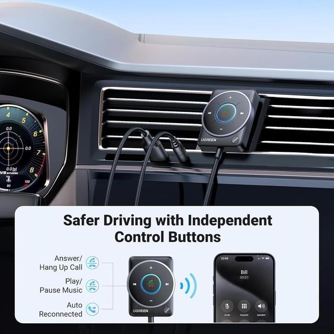 Grosir Ugreen Car Bluetooth 5.4 Receiver Audio Adapter With Mic 35002