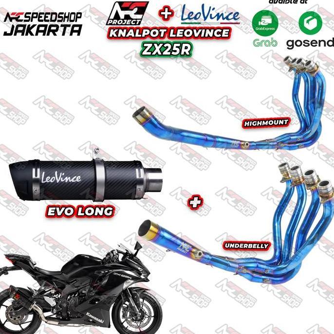 Grosir Knalpot Header Arc Blue 2In1 Kawasaki Zx25R + Leovince Gpcorsa Evo Long
