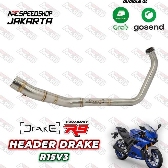 Murah Header Knalpot R9 Drake Yamaha R15V3 Leher Knalpot R9