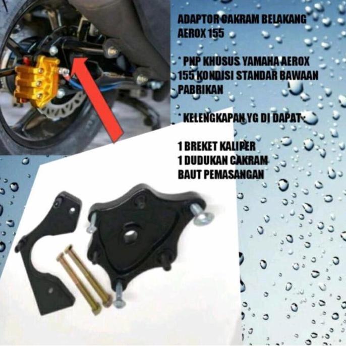 Adaptor Cakram Belakang Aerox 155 + Breket Kaliper Yamaha Aerox 155