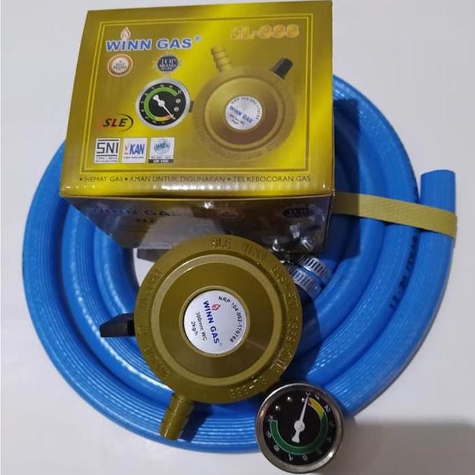 Regulator WINN GAS SLE 888 Manomneter CGI Selang LPG 700 PSI Plus Clam