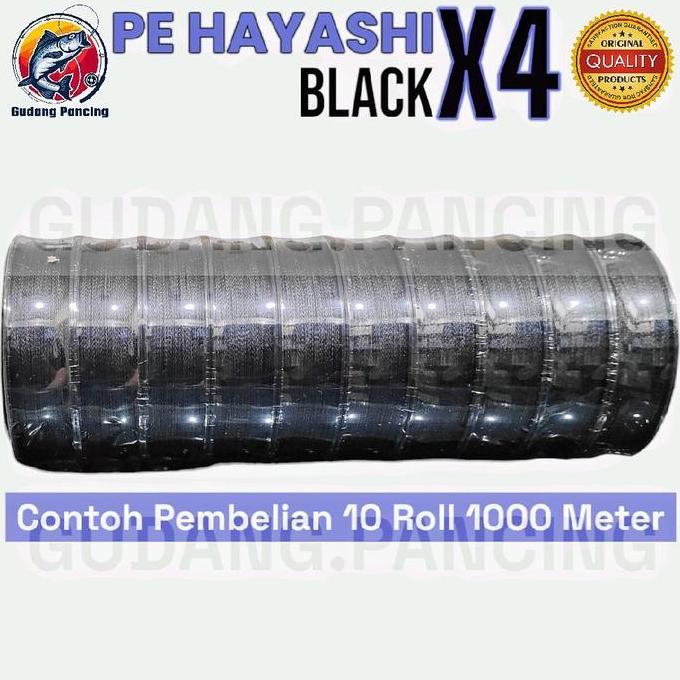 Benang Pancing Hayashi Pe Line X4 Braided Black Hitam Panjang 100 Meter Connecting Sampai 1000 Meter