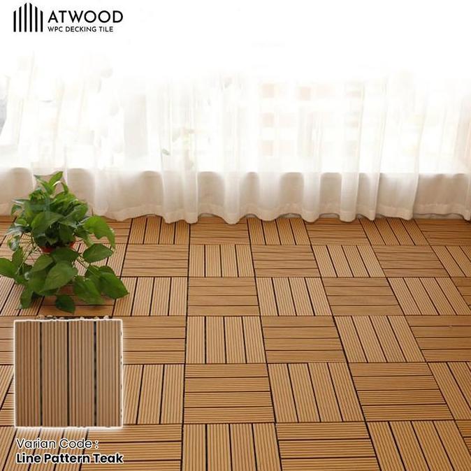 Decking Tile Wpc Outdoor Diy / Lantai Kayu Ubin Teras Taman Kolam Renang, Bongkar Pasang