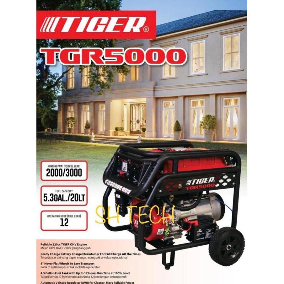 Genset Tiger 3000 Watt Tgr 5000 Tgr5000 Generator Listrik Starter