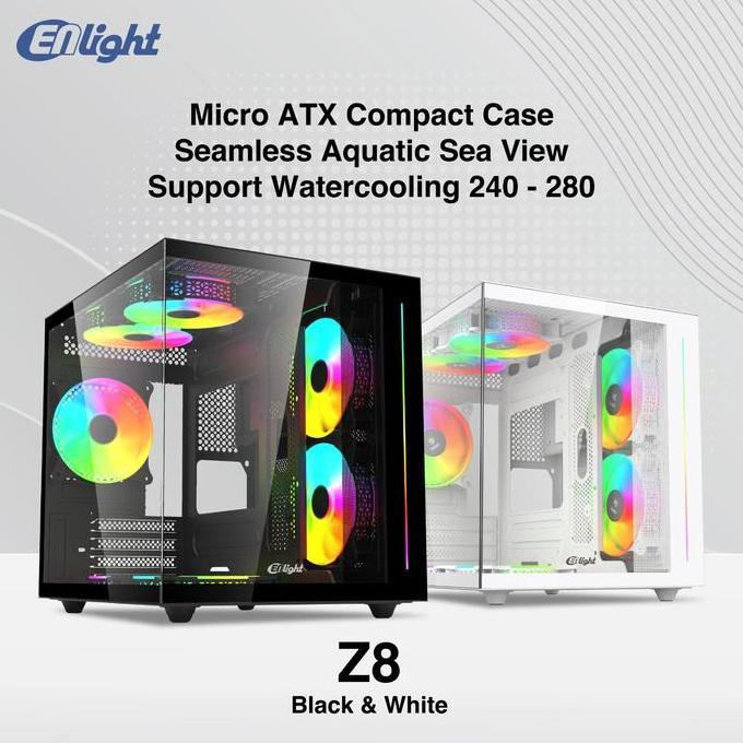 Enlight Z8 PC Case Compact M ATX include 3Fan /Casing Komputer Z8 MATX