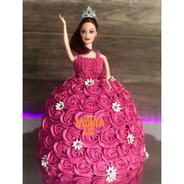 CCA49 Cake Topper Berbie Tusuk Buttercream Setengah Badan Dekor Ultah Fashion Boneka Cocok untuk Cak