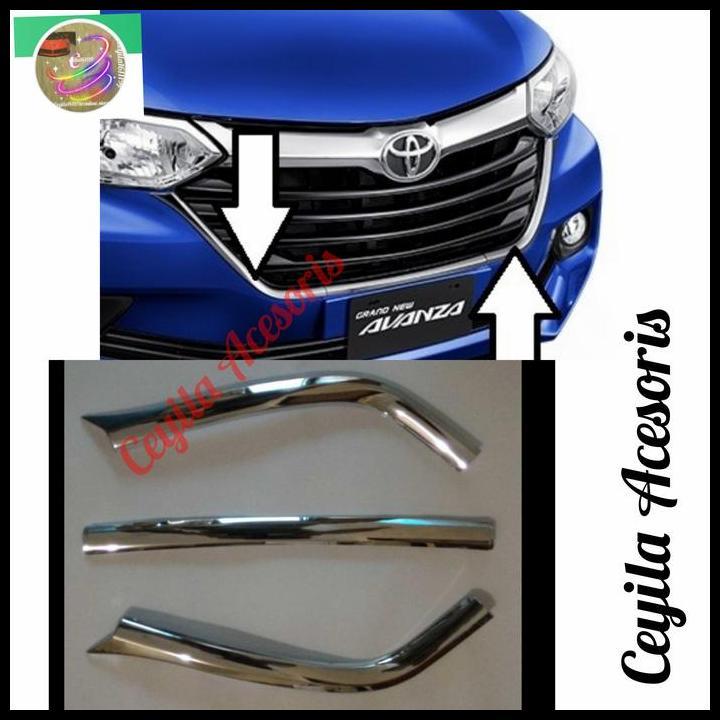 GRATIS ONGKIR LIST GRILL DEPAN 3 PCS MOBIL ALL NEW AVANZA-XENIA 2015 ABS FULL CHROME 