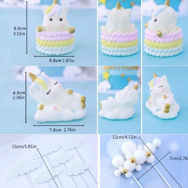 Topper Paket Unicorn Set (9pcs/set)Topper Kue Design Unicorn Paketan