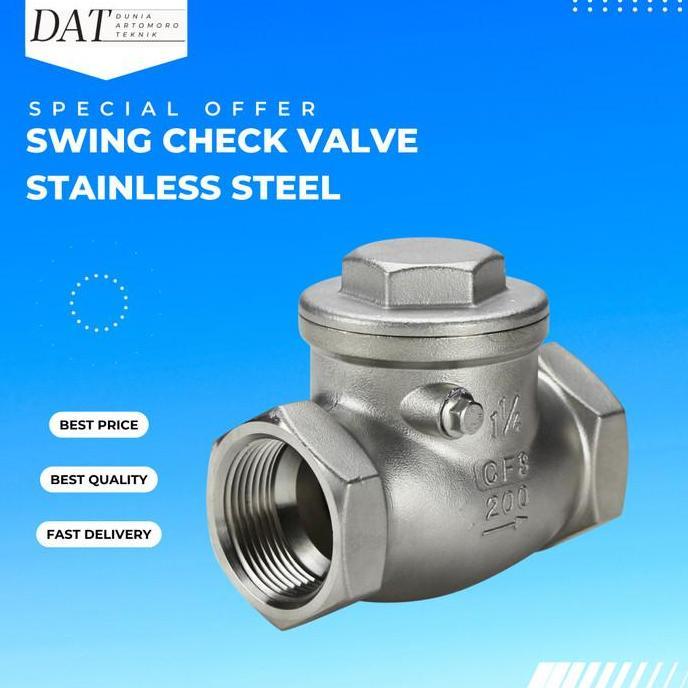 1" Swing Check Valve One Way Valve Klep Tabok Stainless 1 Inch