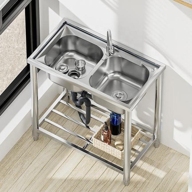 Grosir Rangka Besi Meja Wastafel Portable Bracket Stainless Steel Kitchen Sink Bak Cuci Piring Keran