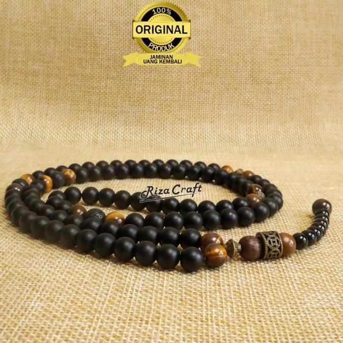 Tasbih Batu Alam Hitam Onyx Tiger Eye 99 Butir Asli