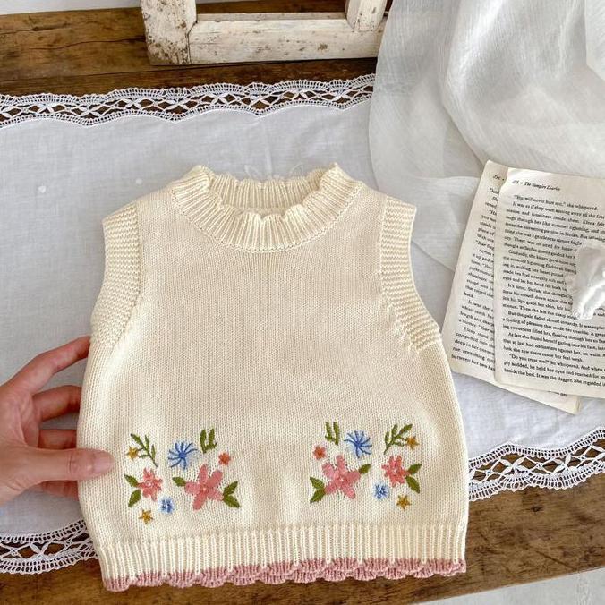 Vest Rajut Bayi/ Vest Anak Rajut Motif Flower/ VEST ELENA