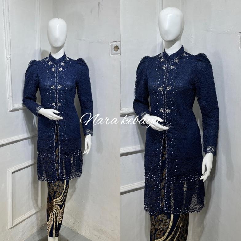 Terbaru Kebaya Tunik Brokat Kerah Sanghai Kebaya Tunik Modern Kombinasi Payet