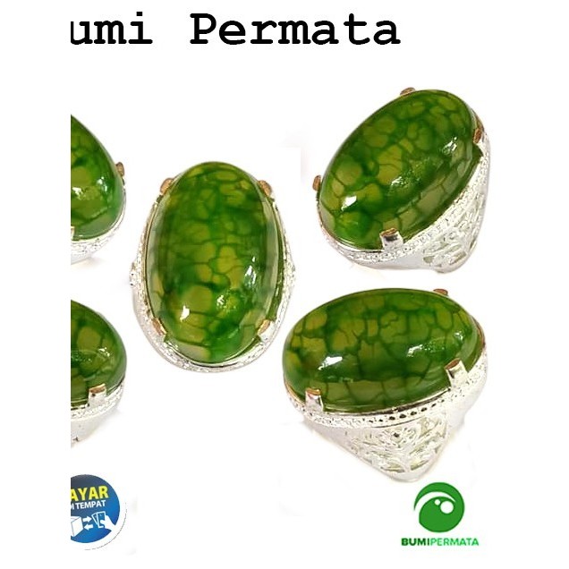 COD Batu Cincin Pria Akik Asli Sisik Naga Hijau