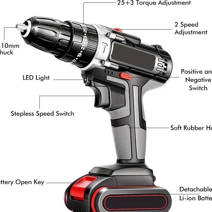 12V Sistem Mesin Bor Baterai Tangan Cordless Drill Battery Impact Drill Cordless Electric Drill Impa