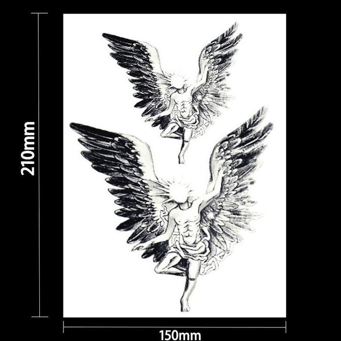 FEWRITZ Gd Sayap Malaikat Tato Dada Tahan Lama Tato Tahan Lama Tato Temporer Tahan Air Tato Angel Ta