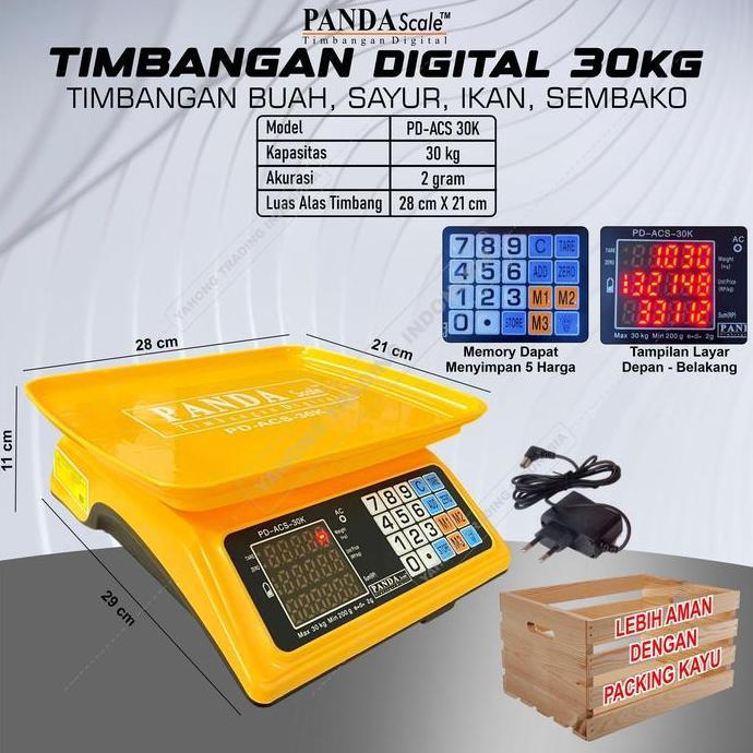 Timbangan 30kg Timbangan Digital Buah Laundry Ikan Ayam Daging Meja ACS 30 kg PANDA SCALE ready