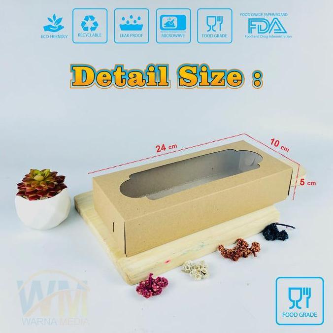 (ISI 50Pcs) KOTAK DUS BROWNIES 24x10x5 / BOX BOLEN KRAFT / KARDUS KUE BROWNIES /KARDUS DONAT/BOX KUE