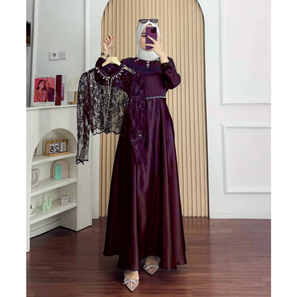Gh-56 Baju Gamis Pesta Mewah Elegan Kanaya Maxy Dress Kondangan Mewah Elegan Gamis Brokat Kondangan 