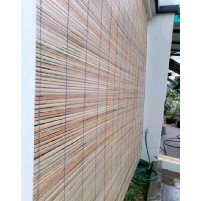 Fmlya- Krey/Tirai Kerai Kerei Bambu Sawit Outdoor Tutup Kaca Jendela Jepang + Tali Penggulung