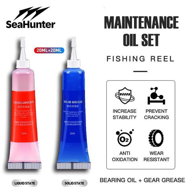 [OFFICIAL] SeaHunter Pelumas Reel Pancing Oil & Grease (20mlx2 Buah), Anti Karat Tahan Air, Cocok un