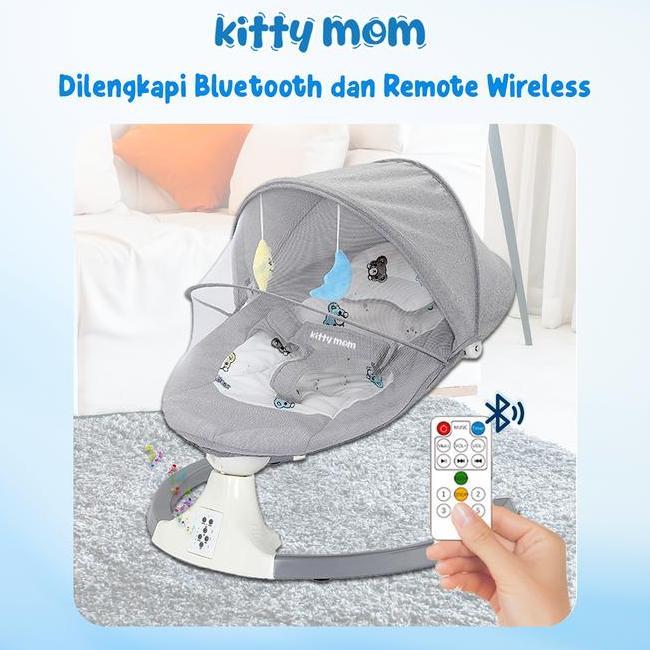 Kitty Mom Ayunan Bayi Elektrik Otomatis Kursi Goyang Anak Portable Baby Bouncer Dengan Remote Wirele
