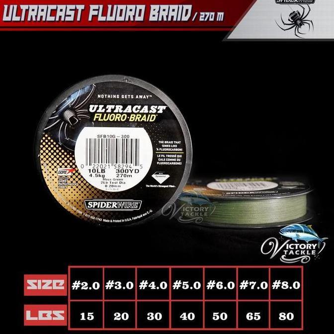 SENAR PANCING PE SPIDERWIRE ULTRACAST FLUORO BRAID 300 YARDS MADE IN USA Victory Tackle Online