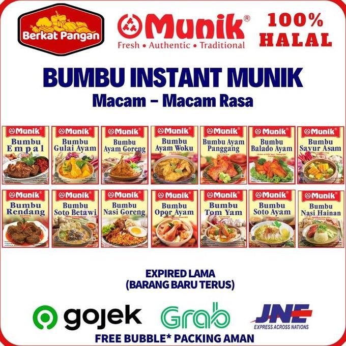 Cod,Bisa- Bumbu Instant Munik Soto Ayam / Rendang / Soto Betawi / Ayam Goreng / Ayam Panggang / Nasi