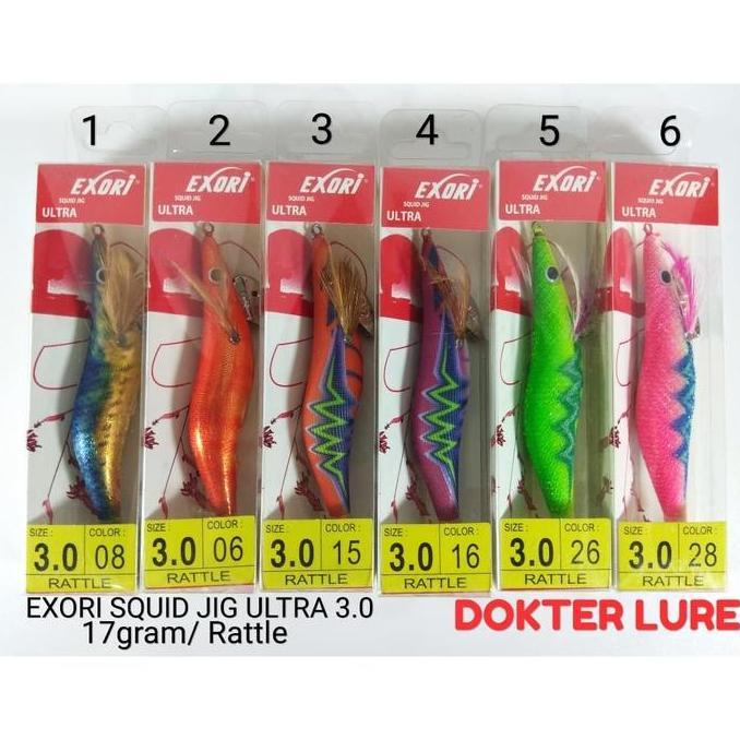 LURE Egi EXORI SQUID JIG ULTRA 3.0 Rattle Umpan Cumi Egging