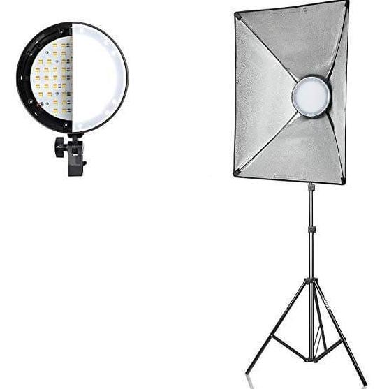 Whystudio- Paket Led Video Light Vlog Bicolor Honeycomb Lighting Studio Bulat Lamp Lampu Softbox Con