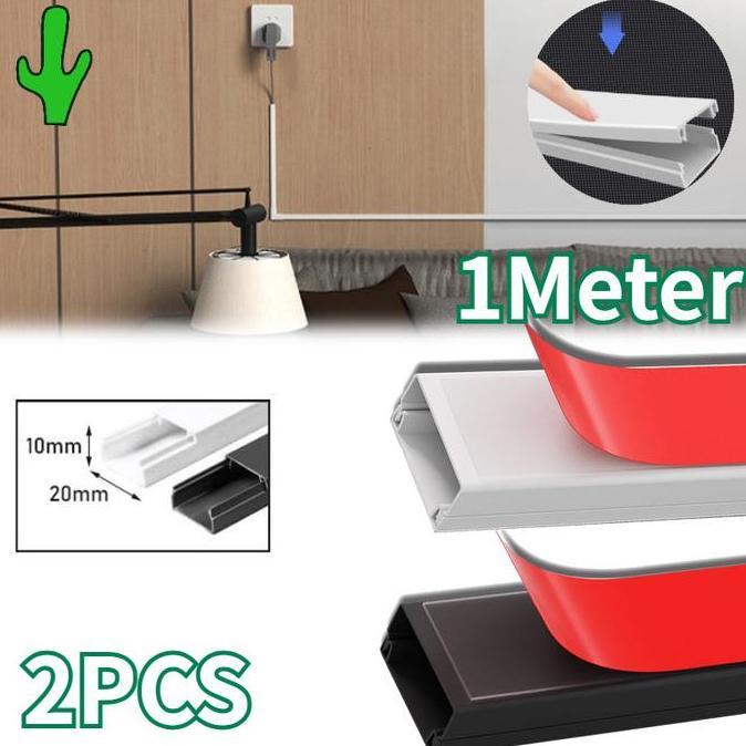 Ernatopsekret - 1SET/2Meter 2*1MM Pipa Penutup Kabel Dinding Tempel Dinding Lantai Di Tembok PVC Cov