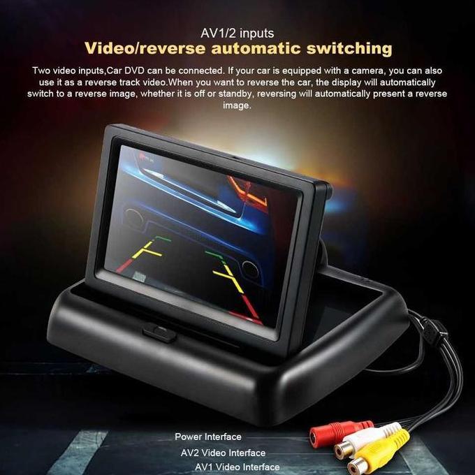 Layar Monitor Lcd Untuk Kamera Parkir Mundur Mobil Belakang Dan Dvd Player Rear View Besar 4.3 Inch 