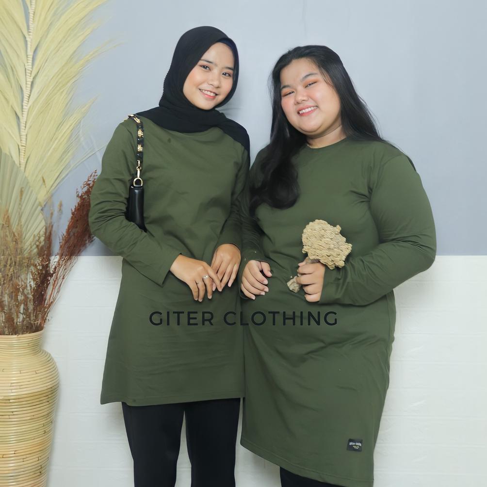 Kaos Tunik Giter - Kaos Tunik Jumbo Ld 120 - Tunik Kaos Oversize ( Army Lilac Tosca Mustard Abu ) Te