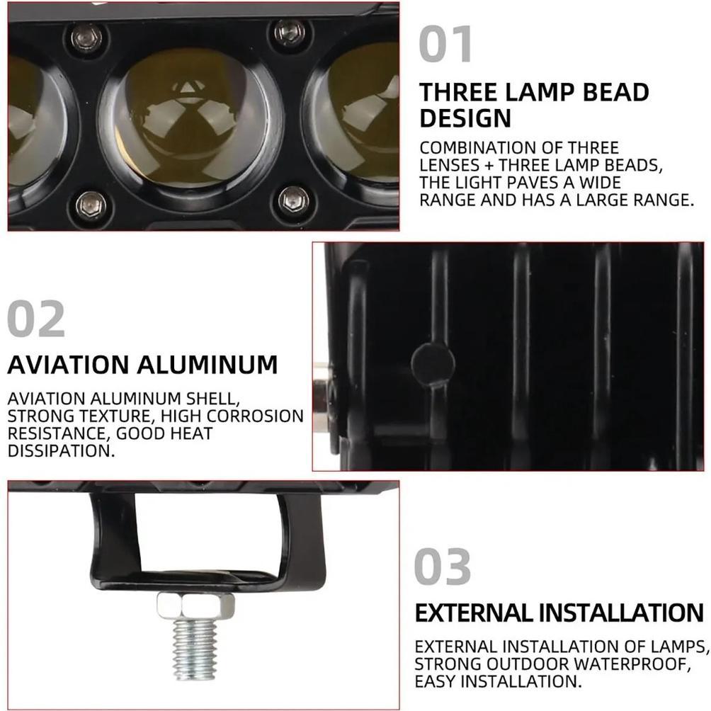 Cuci Gudang  1 Lampu Kabut Sepeda Motor Led Lampu Kabut  3 Mata 2 Warna/Hi Low  Kuning/Lampu Pod Put