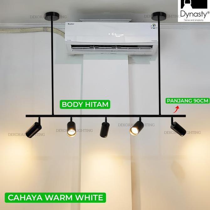 Lampu gantung gold panjang 90cm spotlight 5lampu dekorasi cafe