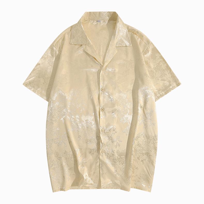 TERLARIS Dark Icon Kemeja Hitam Satin Pria Lengan Pendek Vintage Kemeja Cowok Oversize Shirt Men Put