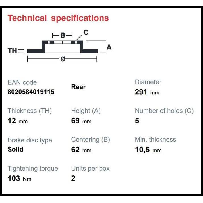 GRATIS ONGKIR BREMBO REAR DISC BRAKE TOYOTA ALPHARD ORIGINAL BREMBO 08A60810 