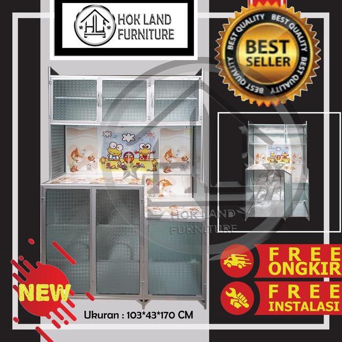 HANYA JABODETABEK Rak Lemari Tempat Piring Kaca Almunium 3 tu Minimalis Murah /82