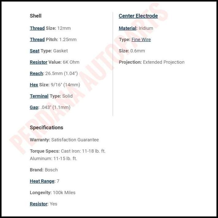 TERLARIS BUSI DATSUN GO ASLI BOSCH DOUBLE IRIDIUM 