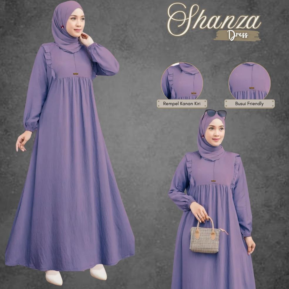 TERMURAH Gamis Shanza Rempel Dada Crinkle Airflow Premium Jumbo Ld 120