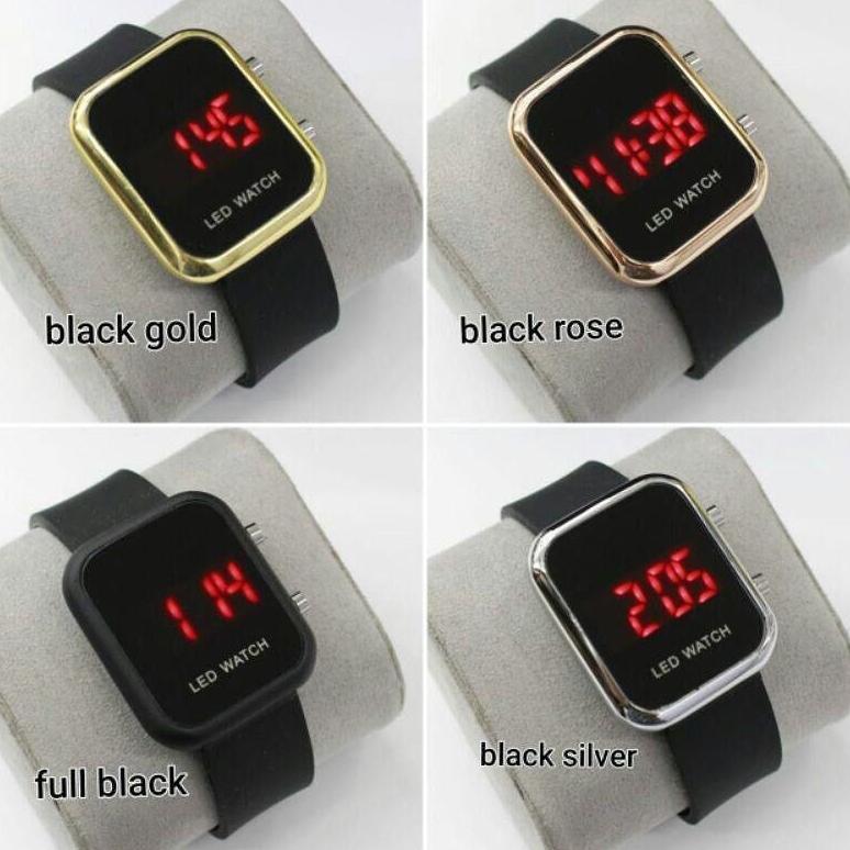 ORIGINAL [DW] - JAM TANGAN WANITA LED DIGITAL MODEL KOTAK STRAP RUBBER LD-16