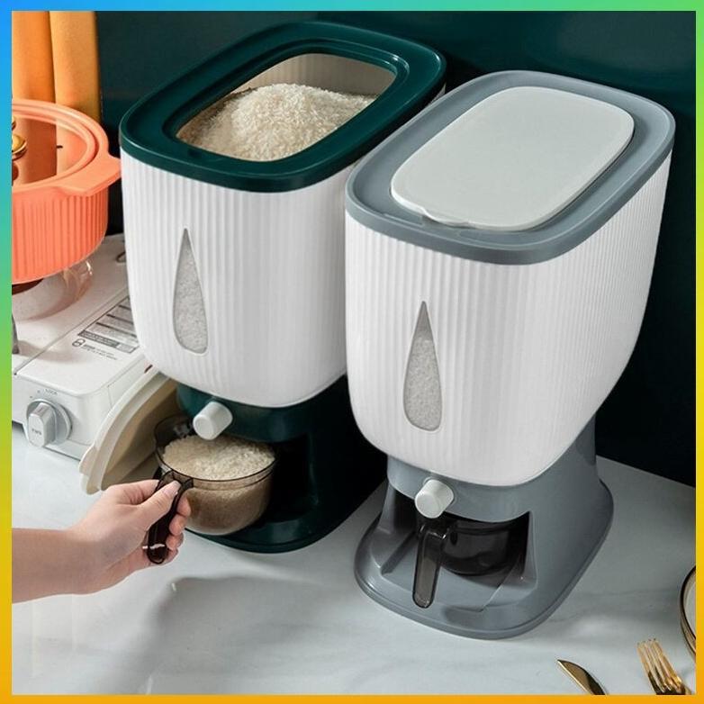Dispenser Beras 10 Kg Modern Tempat Wadah Penyimpanan Beras Otomatis Food Grade