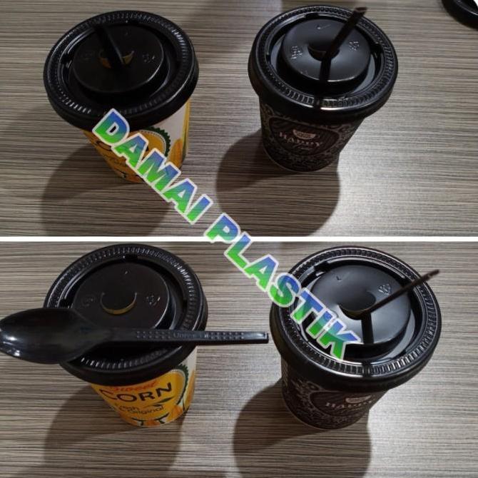 Paket Paper Cup Jasuke Gelas Kertas 6,5 oz + Tutup + Sendok Jagung