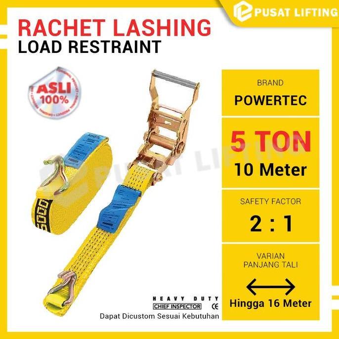 Ratchet Tie Down 5 Ton 10 Meter Track Belt POWERTEC Lashing Belt