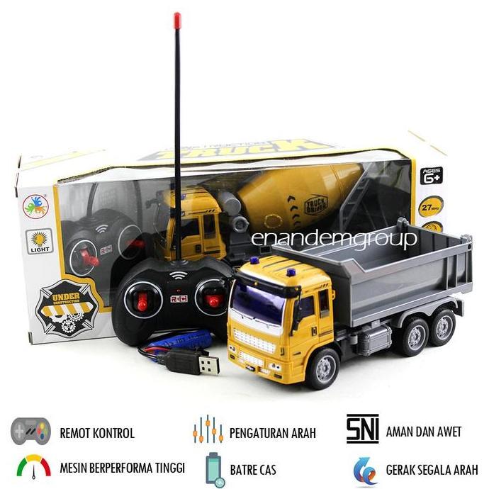 Mainan Mobil Remot Kontrol RC Dump Truk / Truk Molen Batre Cas